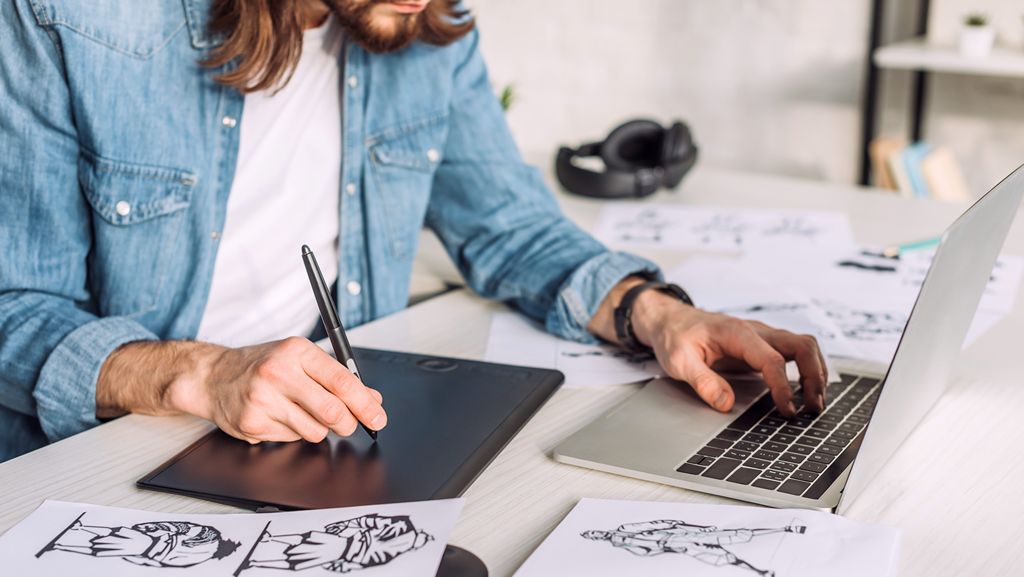 Animator drawing sketches