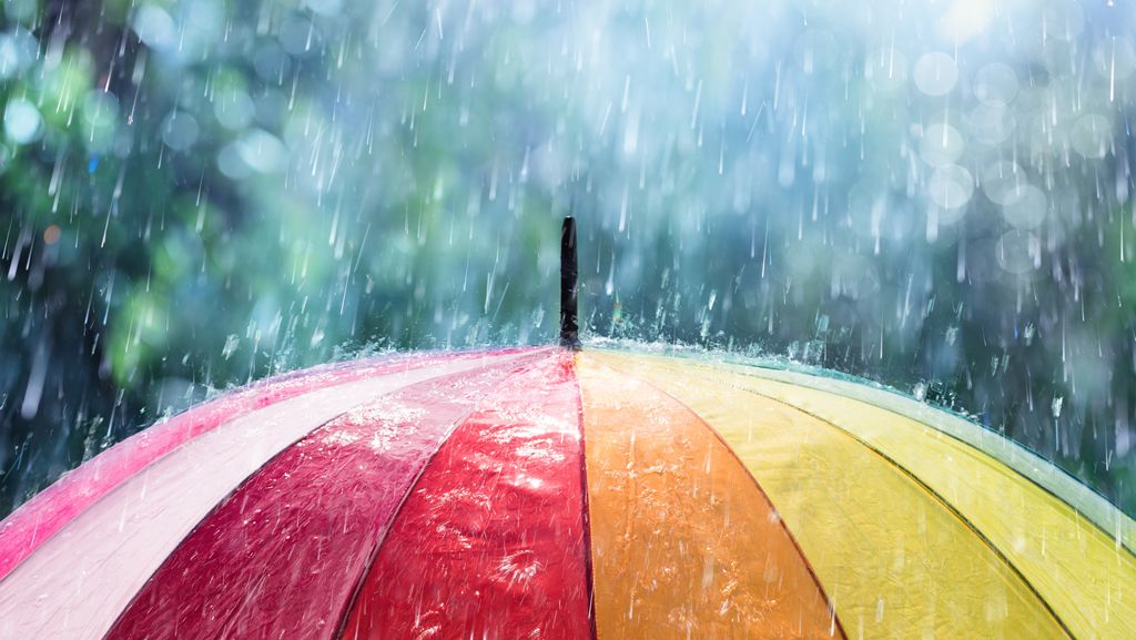 Rain on umbrella