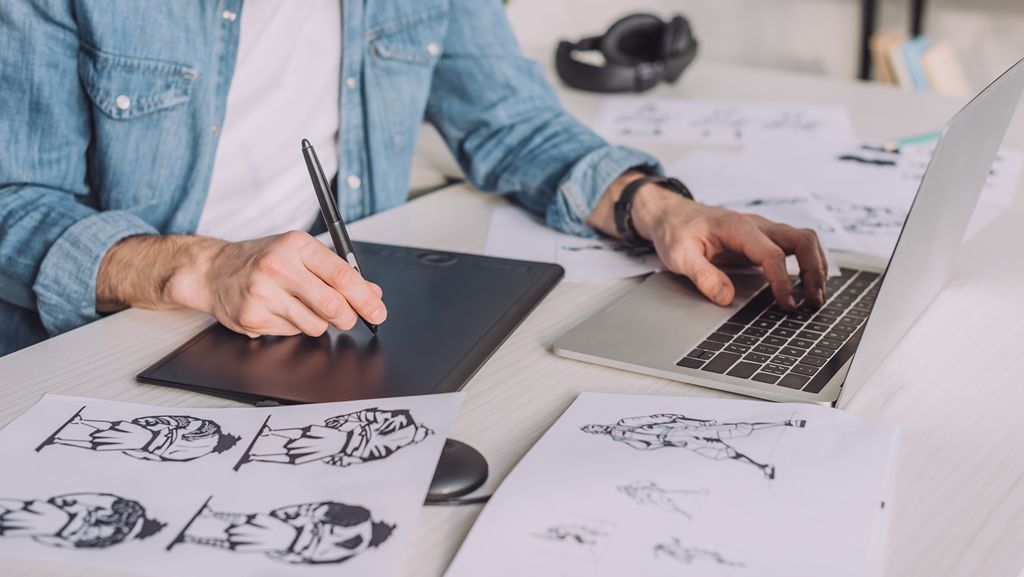 Animator drawing sketches